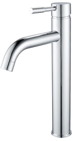 F-DEEN Rubinetto per Lavabo Alto, Miscelatore Monocomando per Lavabo in Bagno, Rubinetto da Bagno in Cromo, Ottone