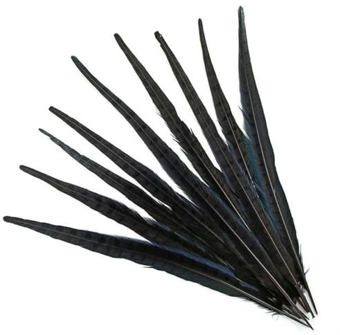 40–45 cm Fasanenschwanzfedern, DIY-Bastelfedern, dekorative Federn, Karnevalszubehör, Lange Tischdekoration aus Naturfedern, Schwarz, 50 Stück