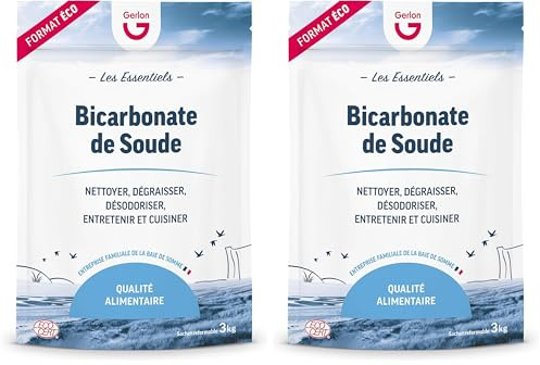 Gerlon Bicarbonate de Soude Grand Format 3 kg – Format Pratique et Refermable – Ménager & Alimentaire - Fabriqué en France (Lot de 2)