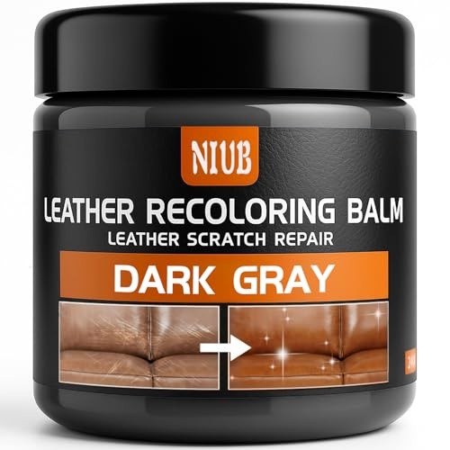 NIUB Leder Reparatur Set, Lederreparatur Creme, Dunkelgrau | Auto Leder Reparatur Set, Leder Auffrischen, Färben, Flüssigleder & Lederfarbe