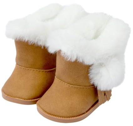 XIANMY Puppenschuhe Plüschstiefel Winter Freizeitschuhe für 45 cm Babypuppen 18 Zoll Mädchen Puppe Dress Up Zubehör Weihnachten Geburtstag Party Braun