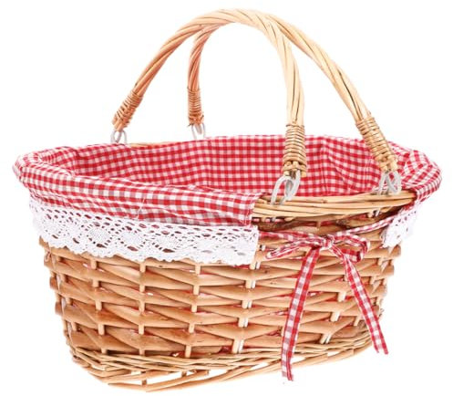 Happyyami Handgefertigter Weidenkorb Für Picknick Seegraskörbe Mit Griffen Picknickkorb Aufbewahrungstablett Pflanzenkörbe Gewebte Pflanzenkörbe Für Den Innenbereich Korb