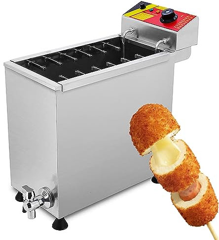 25L Cheese Hot Dog Stick Machine Sausage Grill Stove, 3000W Commercial Electric Fryer Sausage Frying Equipment with Precise Thermostat