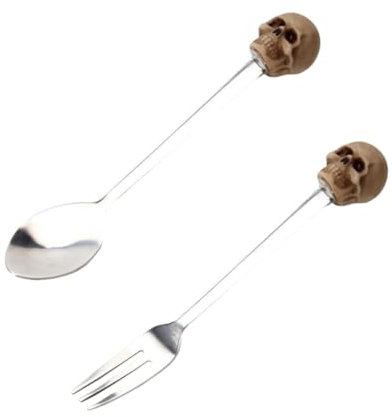 Cabilock Cubiertos Vajilla Inoxidable Cucharas Postre Tenedor y Cuchara Para Ensaladas Frutas Dulces Queso