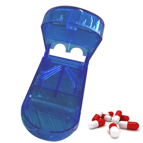 Cortador de pastillas para pastillas grandes y pequeñas, Cortador de pastillas transparente para pastillas, Cortador/Separador de pastillas con protector, Caja cortadora para dispensador(C)