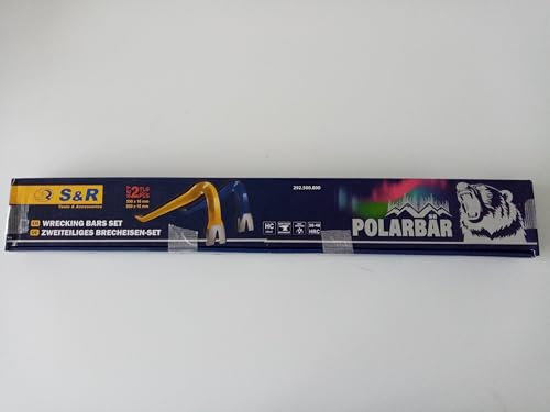 S&R Set di 2 Piedi di Porco Professionali 50 Cm e 80 Cm. Levachiodi per Bancali Piccolo e Lungo in Acciaio Temprato Ideali per Demolizioni, Smontaggi e Ristrutturazioni. Blu e Giallo.