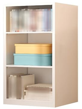 Bücherregal Weiß Aus Stahl, Schlitzdesign, Eiinfach Zu Installiieren, mit Schützender Rückplatte, Standregal Drehregal für Schlafzimmer, Wohnzimmer, Arbeitszimmer(60 * 26 * 99cm)