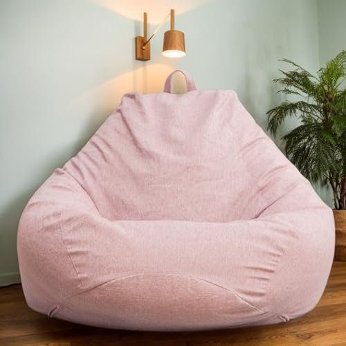 Rivestimento Bean Bag Sacco Velluto Lavabile Elasticizzato Senza Imbottitura Zip Sedia Gaming Adulti Ragazzi Ufficio Soggiorno Camera Patio Divano,Rosa,90 * 110cm