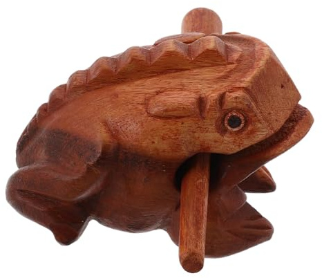 Milisten Frog Figurine Wood Frog Sound Maker Decor Desk Accessories for Boys and Girls