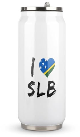 Solomon Islands National Flag Cups,I Love Solomon Islands Cup Stainless Steel Travel Tumbler with Lid and Straw, Travel Drinking Botter Water Glasses Keeps Drinks Cold & Hot,500ml