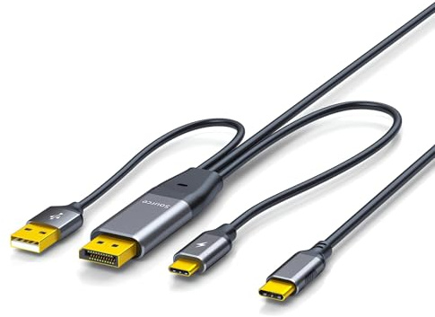 DisplayPort to USB C Cable, 4K@60Hz 3M DP to USB C for Mobile Monitor, Studio Display,XREA-L Beam,Touch Function Support, Compatible with Nrea-l Xrea-l, Switch, B0X, Steam Deck, PS4/5