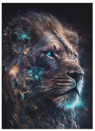 Löwe Holzpuzzle - Puzzle Für Erwachsene, 300-teilige Puzzles Für Teenager Und Kinder, Herausfordernde Spiele 42×30cm