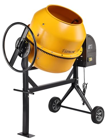 Hoteche 850W Electric Cement Mixer - 7.1 Cu.Ft Portable Concrete Mixer - Heavy Duty Construction Mixing Machine for Concrete, Mortar & Stucco