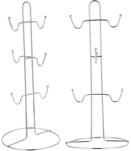 SEWOART 2 Pezzi Portabicchieri da Cucina Ferro Battuto Supporto per Tazze e Tazzine Organizer Salvaspazio con Design Resistente e Bordi Lisci per Mensole e Bar