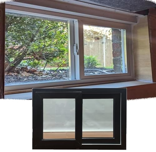 Sliding Basement Window with Screen Shutter - Removable Shed Window for Residential Use, Ideal for Bathrooms and Chicken Coops