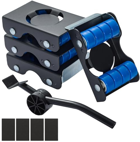 CROWNSHOP Furniture Transport Roller Set 4 Metal Sliders and Pry Bar Furniture Lift Mover Tool Furniture Sliders for Appliance, Sofa, Bed, Washing Machine Easy Moving