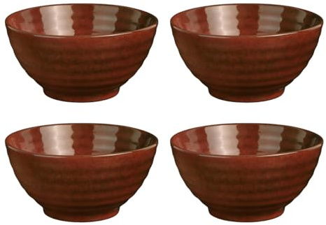 MEDARD DE NOBLAT Ramenskål – D18 cm/1,1 L – Fuji – Stengods reaktiva färger – set om 4 – röd