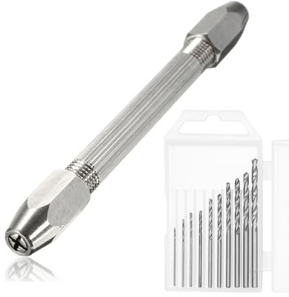 Mandouer Double-Ended Pin Vice Hand Drill with 10pcs Small Drill Bits (0.8-3.0mm), Precision DIY Pin Vise for Resin, Craft, Jewellery, Model, Wood, and Amber