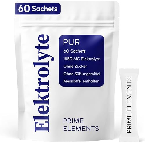 Elektrolyte Pur ohne Zucker | 60 Sachets mit je 1750 MG | Elektrolyte Pulver für Sportler bei Flüssigkeitsverlust | Natürlich salzig mit wenig Zitronensäure