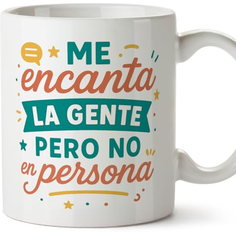 MUGFFINS tazas originales para regalar | tazas divertidas para regalar con frase Me encanta la gente pero no en persona en Español | humor, graciosas | Graciosas v2