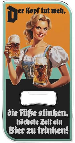 LANOLU Flaschenöffner lustig für Männer - KOPF TUT WEH FÜßE STINKEN - cooler Bieröffner lustig, Bier geschenke für Männer, Biertrinker Geschenk