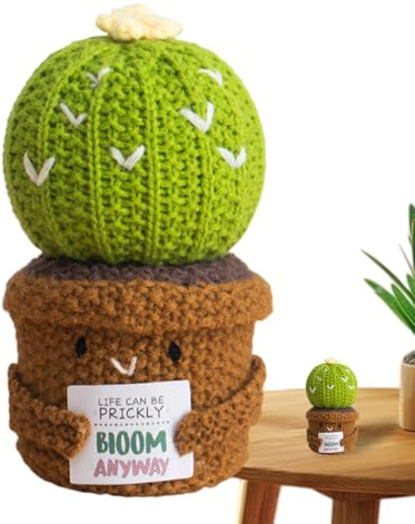 Wezalget Cactus au Crochet - Décoration Intérieure Positive - Cactus Décoratif pour Collectionneurs Étude Adolescents Sensibles Adultes Chevet Table de Nuit Bibliothèque
