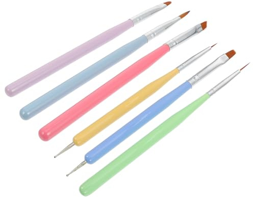 ABOOFAN Set De Pinceaux Pour Nail Art 6 Pièces, Taille Standard, Stylo De Dessin Manucure, Outil Diy Pour Femmes, Kit Onglerie à Domicile, Fournitures Légères Et Lavables