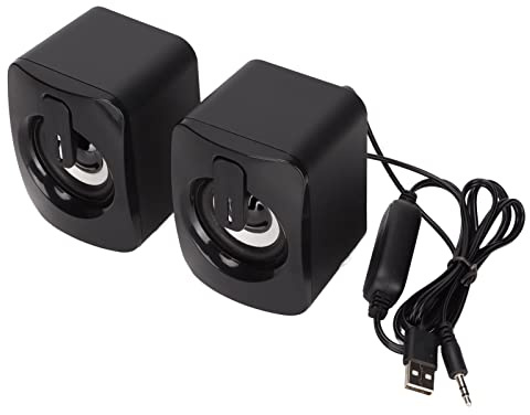 EIMSOAH Mini Altavoz para Computadora Compacto, Calidad de Sonido Superior, Altavoz Pequeño con Cable Alimentado por USB para PC Portátil de Escritorio, Negro