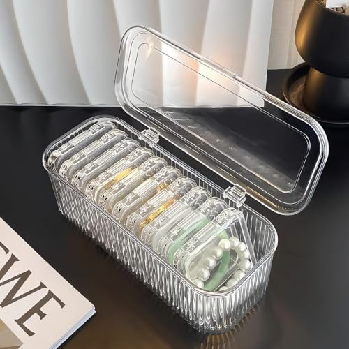 Zimoer Caja Organizadora de Pulseras, Joyero Transparente Organizador con 12 Cajas Pequeñas, Cajas Clasificadoras Plastico para Brazalete, Collares, Pendientes, Anillos