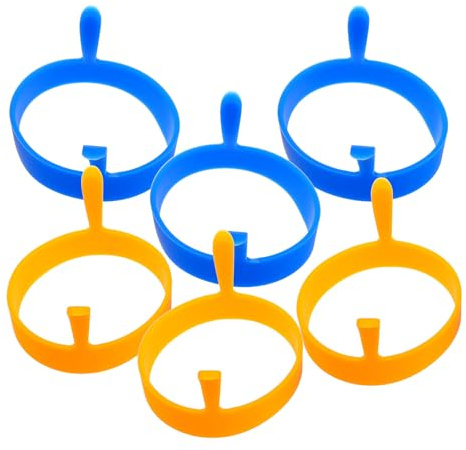 TIDTALEO Anelli per Uova in Silicone Antiadherenti 6 Pezzi Colorati Doppia Alette per Frittata, Stampo per Pancake e Sandwich, Utensili da Cucina per Colazione e Regalo