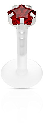 Tapsi´s Coolbodyart® Piercing Labret Lippenpiercing Bioflex 8mm Zirkonia Stern Pink