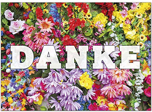10 schöne Dankeskarten (Blumenwiese) mit 10 Umschlägen im Set - Danksagungskarten, Danke sagen nach Hochzeit, Geburt, Baby, Taufe, Geburtstag, Kommunion, Konfirmation, Jugendweihe, Weihnachten