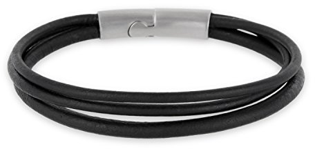 Auroris 3-Strang Echtleder-Armband Magnetverschluss aus Edelstahl mit matt-Optik - Farbe/Länge wählbar