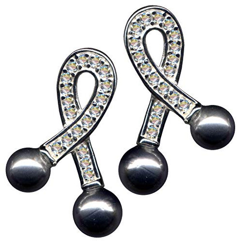 Örhängen ungdomsstil pärla äkta sterlingsilver 925 med zirkon strass kärlek tro hopp emotion symbol motiv stil objekt vit extravagant ny väl moderiktig klar vacker transparent dam