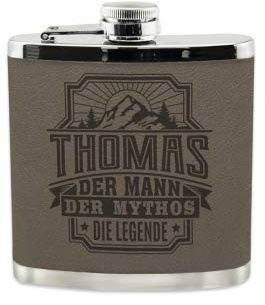 History & Heraldry Echter Kerl Flachmann Thomas - individuell und personalisiert mit Gravur, Name und Spruch