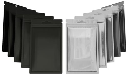 Rimiko 50 Pezzi Sacchetti di Alluminio, Borsa di Plastica Richiudibili Mylar con Zip, Buste Piccola a Chiusura per Alimenti e Campione (Nero, 8,5x13cm)