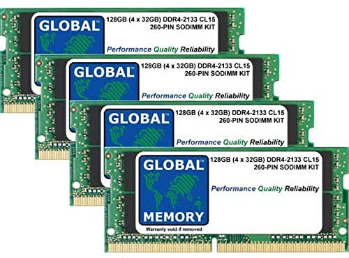 128GB (4 x 32GB) DDR4 2133MHz PC4-17000 260-PIN SODIMM Memoria RAM Kit para Ordenador PORTÁTILES/NOTEBOOKS