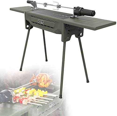 0℃ Outdoor Camping Grill Picknickgrill BBQ Grill Tragbarer Klappgrill Holzkohlegrill Edelstahl Barbecue Holzkohle Grill für BBQ Party Garten Camping Grillfläche 5-10 Personen, D