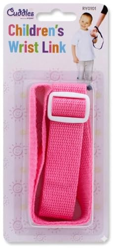 PaulStore Kids Safety Harness Walking Wrist Link Band, Pink Toddler Rein Strap with Adjustable Buckle, Anti Lost Wrist Cuff Leash for Child Safety, Outdoor Travel & Shopping Malls (Pink)