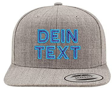TS Snapback Cap, Basecap, Cape, Kappe, Baseballmütze, Mütze Customized, individualisiert, selbst gestaltet mit eigenem Text Namen besticken Lassen (Grau)