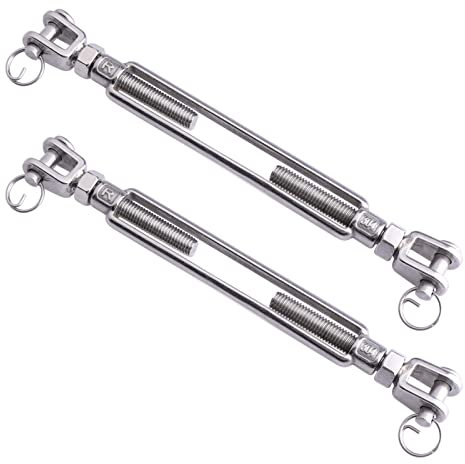 LordHardware Tenditori a ganasce e ganasce M10 in acciaio inox da 3/8 per tensionamento cavo a catena, carico 544,3 kg, confezione da 2