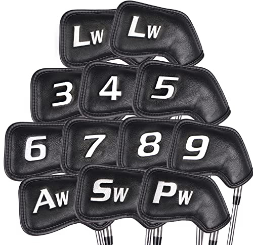 CHAMPKEY Premium Golf Club Covers for Men 12 Pack - Comfortable Polyurethane Golf Iron Covers - Ideal Golf Head Covers for Clubs