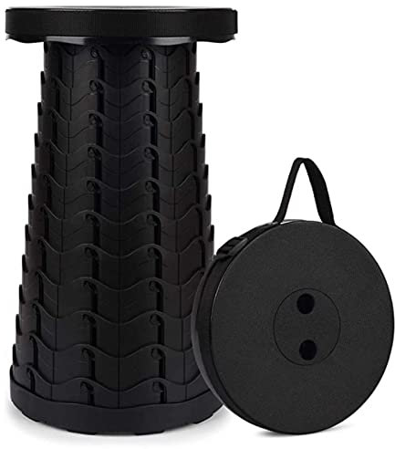Flyself Tragbarer Klapphocker Campinghocker Teleskophocker Camping Hocker für Outdoor Camping Angeln BBQ Picknicks Grillen Angeln Wandern und Reisen, Belastung 397 lb (Black)