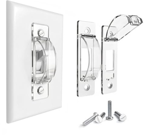 Wall Switch Guard, ILIVABLE Child Proof Light Switch Plate Covers Protects Your Lights from being Accidentally Turned On or Off by Children and Adults (Clear, 2 Pack)