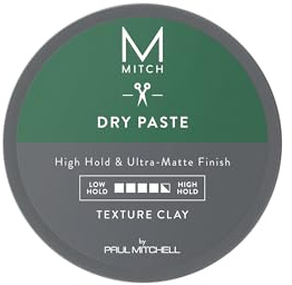 MITCH by Paul Mitchell Dry Paste Texture Clay for Men, High Hold, Ultra-Matte Finish, For All Hair Types, 3 oz