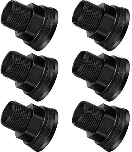 WANGCL 6 Stück PVC-Schottkopf-Anschluss mit Doppelgewinde, Schottkopf, Wassertank-Anschluss, 1,27 cm (3/4 Zoll) männlich, 1/2 Zoll weiblich für Regentonnen, Aquarien, Wassertanks, Wannen, Pools