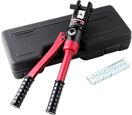 10T Hydraulische Crimpzange Nietenzange Quetschzange für Kabelschuhe Drahtklemme Lug Tool mit 8 Paar Schneideisen