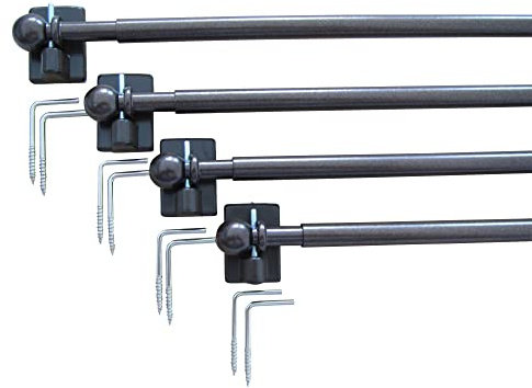 4 Hochwertige Vitragenstangen - mit 8 Klebehaken braun, und 8 Vitragenstangen Haken - Farbe: bronziert – Länge 30-40 cm, 40-60 cm, 60-90 cm, 90-130 cm (Länge: 60-90 cm)