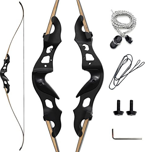 OUBOTER 60 Recurvebogen Set Erwachsene Bogenschießen Set Erwachsene 20-55 Lbs Rechtshänder Riser Für Targeting-Übungswettbewerbe (35LBS)