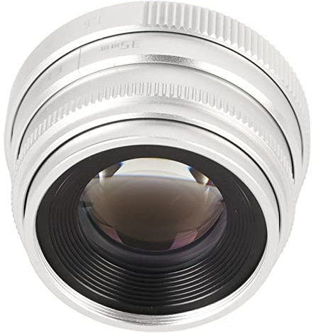 Obiettivo con Messa a Fuoco Manuale da 35 Mm F1.6 C Mount Obiettivo a Focale Fissa con Messa a Fuoco Manuale Ad Ampia Apertura per Fotocamere Mirrorless Argento